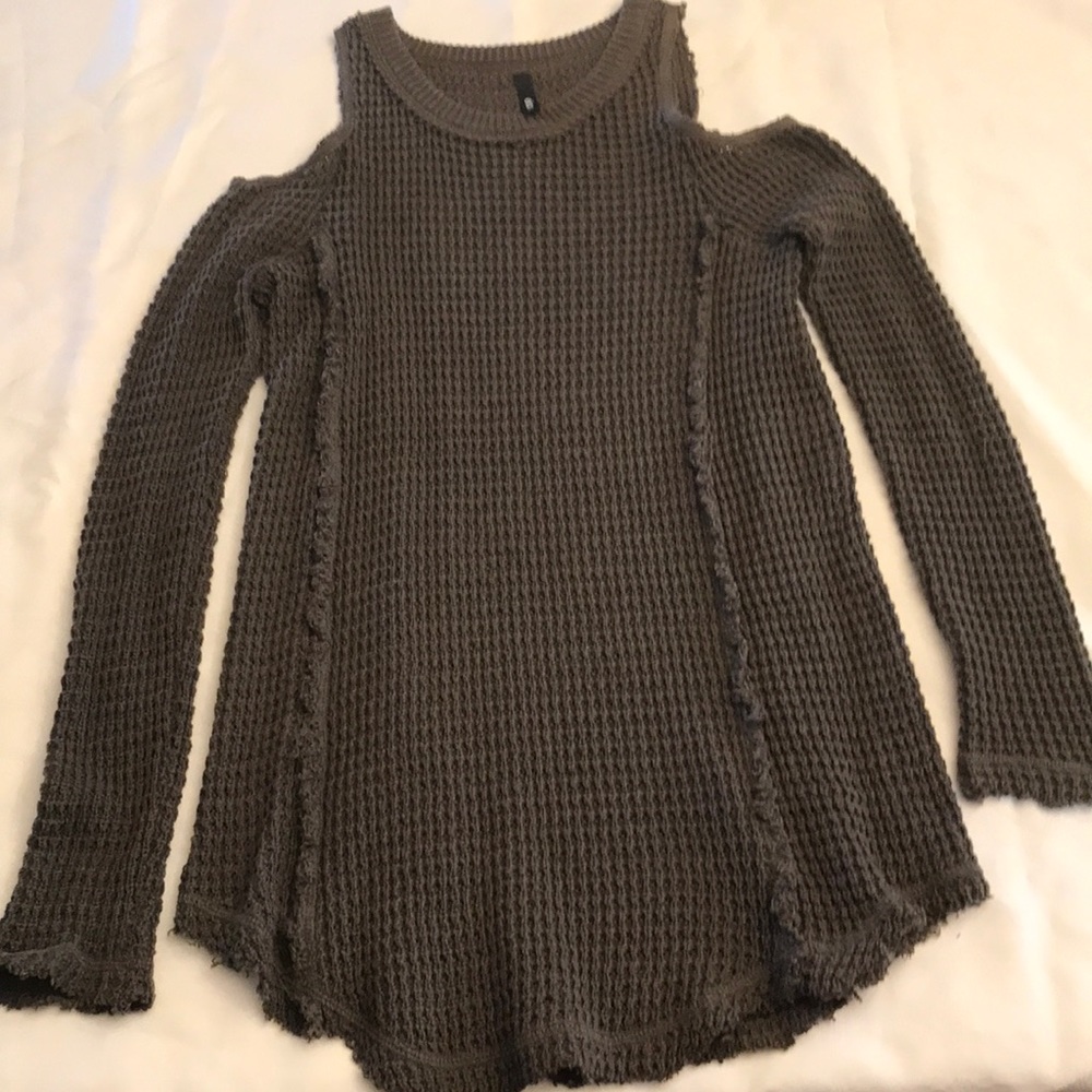 Olive green cold shoulder sweater